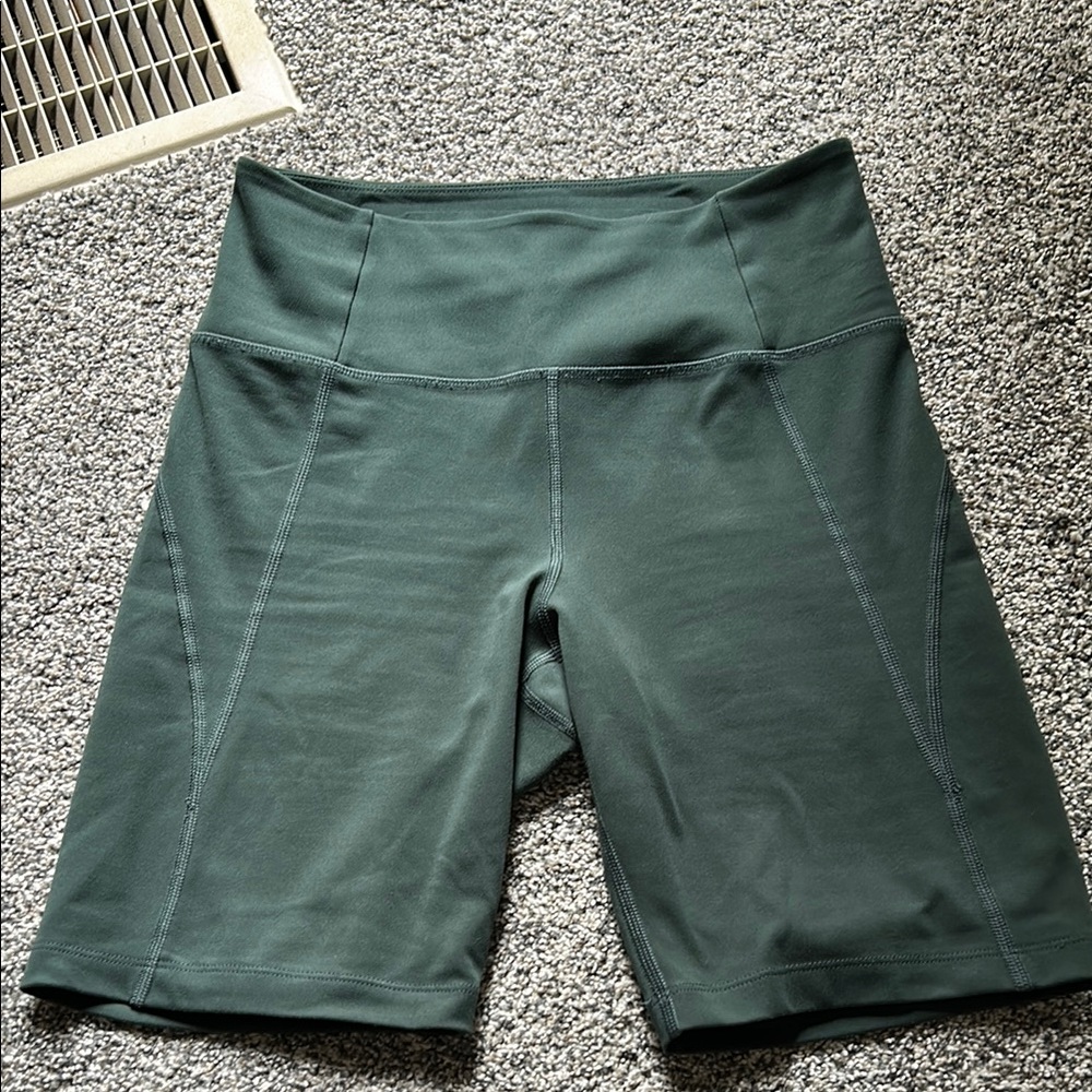 Girlfriend Collective Green Bike Shorts High Waist